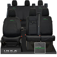Load image into Gallery viewer, Ford Transit Custom INKA Front 1+2 & Rear Triple Tailored Waterproof Seat Covers Black MY-12-23 (Choice of 7 Colours) - Custom Professional Embroidery