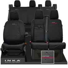 Load image into Gallery viewer, Ford Transit Custom INKA Front 1+2 & Rear Triple Tailored Waterproof Seat Covers Black MY-12-23 (Choice of 7 Colours) - Custom Professional Embroidery