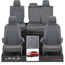 Load image into Gallery viewer, VW ID Buzz Life, Style, GTX Front & Rear Full Set INKA Tailored Waterproof Seat Covers Grey with Embroidery MY22 onwards