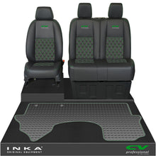 Load image into Gallery viewer, Mercedes Benz Sprinter Front 1+2 Bentley Diamond Quilt Leatherette Tailored Seat Covers & Tailored Rubber Mat Black MY18 To Present Fits All Derivatives (Choice of 7 Colours)