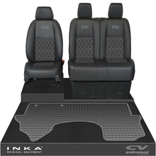 Load image into Gallery viewer, Mercedes Benz Sprinter Front 1+2 Bentley Diamond Quilt Leatherette Tailored Seat Covers & Tailored Rubber Mat Black MY18 To Present Fits All Derivatives (Choice of 7 Colours)