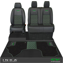 Load image into Gallery viewer, Mercedes Benz Sprinter Front 1+2 Bentley Leatherette Tailored Seat Covers & Matching Tailored Floor Mat Black MY-2018> (7 Colours)