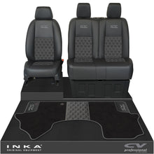 Load image into Gallery viewer, Mercedes Benz Sprinter Front 1+2 Bentley Leatherette Tailored Seat Covers & Matching Tailored Floor Mat Black MY-2018> (7 Colours)