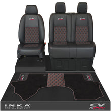 Load image into Gallery viewer, Mercedes Benz Sprinter Front 1+2 Bentley Leatherette Tailored Seat Covers & Matching Tailored Floor Mat Black MY-2018> (7 Colours)