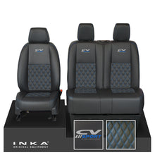 Load image into Gallery viewer, Mercedes Benz Sprinter INKA Front Set Tailored Leatherette Seat Covers Black Bentley Diamond Quilt (7 Colours) with embroidery MY18 to Present Fits All Derivatives