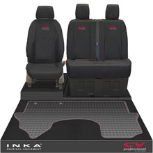 Load image into Gallery viewer, New Mercedes Benz Sprinter INKA Front 1+2 Tailored Waterproof Seat Covers & Tailored Rubber Mat Black MY18 To Present - CV Professional Embroidery