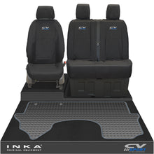 Load image into Gallery viewer, New Mercedes Benz Sprinter INKA Front 1+2 Tailored Waterproof Seat Covers & Tailored Rubber Mat Black MY18 To Present