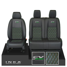 Load image into Gallery viewer, Mercedes Benz Sprinter INKA Front Set Tailored Leatherette Seat Covers Black Bentley Diamond Quilt (7 Colours) with embroidery MY18 to Present Fits All Derivatives
