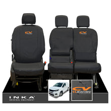 Load image into Gallery viewer, Peugeot Partner MK3 Front Inka Fully Tailored Waterproof Seat Covers Black MY2018 Onwards