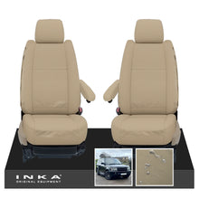 Load image into Gallery viewer, Range Rover Sport L320 MK1 Front Seats With DVD Headrests Inka Fully Tailored Waterproof Seat Covers MY 2005-2013 Almond