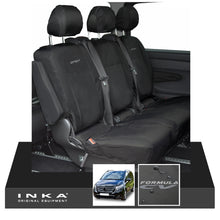 Load image into Gallery viewer, INKA Mercedes Benz Vito , V Class W447 Rear Crew Cab Waterproof Seat Covers Black (Choice of 7 Colours) - Formula CV Embroidery