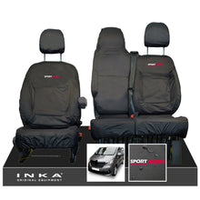 Load image into Gallery viewer, INKA Renault Trafic Sport (Business Plus) Tailored Waterproof Seat Covers Front Set 1+2 - Black MY14 Onwards
