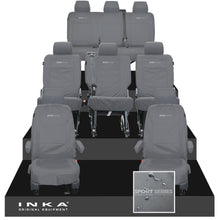 Load image into Gallery viewer, VW Transporter Shuttle T6.1, T6 8 Seater Tailored Waterproof Seat Covers Grey MY 15-23