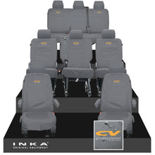 Load image into Gallery viewer, VW Transporter Shuttle T6.1, T6 8 Seater Tailored Waterproof Seat Covers Grey MY 15-23