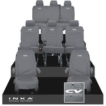 Load image into Gallery viewer, VW Transporter Shuttle T6.1, T6 8 Seater Tailored Waterproof Seat Covers Grey MY 15-23