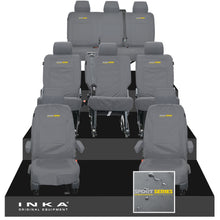 Load image into Gallery viewer, VW Transporter Shuttle T6.1, T6 8 Seater Tailored Waterproof Seat Covers Grey MY 15-23