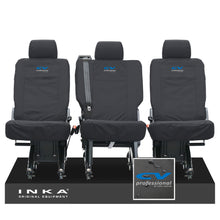 Load image into Gallery viewer, VW Transporter Shuttle T6.1, T6 Rear 1+1+1 Tailored Waterproof Seat Covers Black MY-15-23 - CV Professional Embroidery