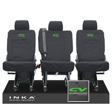 Load image into Gallery viewer, VW Transporter Shuttle T6.1, T6 Rear 1+1+1 Tailored Waterproof Seat Covers Black MY-15-23 - CV Professional Embroidery