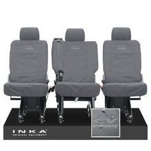 Load image into Gallery viewer, VW Transporter Shuttle T6.1, T6 Rear 1+1+1 Tailored Waterproof Seat Covers Grey MY-15-23 - CV Professional Embroidery