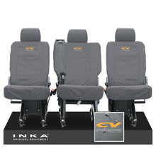Load image into Gallery viewer, VW Transporter Shuttle T6.1, T6 Rear 1+1+1 Tailored Waterproof Seat Covers Grey MY-15-23 - CV Professional Embroidery