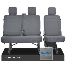Load image into Gallery viewer, VW Transporter T6.1, T6 INKA Rear Set 2+1 Tailored Waterproof Seat Covers Grey - CV Professional Embroidery
