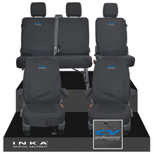 Load image into Gallery viewer, VW Transporter T6.1, T6, T5.1 Front 1+1 & Rear 2+1 Tailored Waterproof Seat Covers Black MY-10-24
