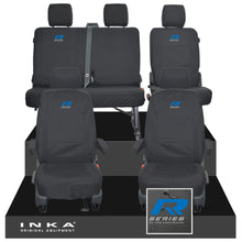 Load image into Gallery viewer, VW Transporter T6.1, T6, T5.1 Front 1+1 & Rear 2+1 Tailored Waterproof Seat Covers Black MY-10-24 - R-Series Embroidery