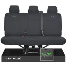 Load image into Gallery viewer, VW Transporter T6.1,T6,T5.1 INKA Rear Triple Tailored Waterproof Seat Cover Set Black MY 09-23 - CV Professional Embroidery
