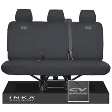 Load image into Gallery viewer, VW Transporter T6.1,T6,T5.1 INKA Rear Triple Tailored Waterproof Seat Cover Set Black MY 09-23 - CV Professional Embroidery