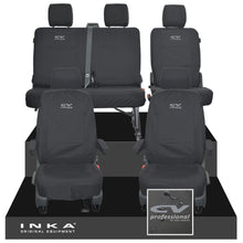Load image into Gallery viewer, VW Transporter T6.1, T6, T5.1 Front 1+1 & Rear 2+1 Tailored Waterproof Seat Covers Black MY-10-24