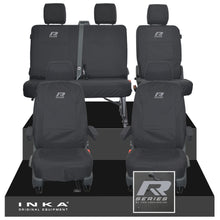 Load image into Gallery viewer, VW Transporter T6.1, T6, T5.1 Front 1+1 & Rear 2+1 Tailored Waterproof Seat Covers Black MY-10-24 - R-Series Embroidery