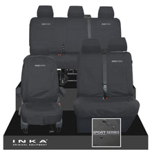 Load image into Gallery viewer, VW Transporter T6.1, T6, T5.1 Front 1+2 & Rear Triple Tailored Waterproof Seat Covers Black MY 10-24