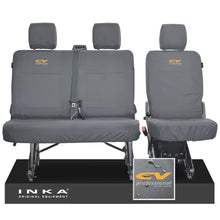 Load image into Gallery viewer, VW Transporter T6.1, T6 INKA Rear Set 2+1 Tailored Waterproof Seat Covers Grey - CV Professional Embroidery