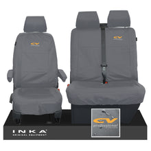 Load image into Gallery viewer, VW Transporter T6.1,T6,T5.1 INKA Front Set 1+2 Tailored Waterproof Seat Covers Grey - CV Professional Embroidery