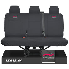 Load image into Gallery viewer, VW Transporter T6.1,T6,T5.1 INKA Rear Triple Tailored Waterproof Seat Cover Set Black MY 09-23 - CV Professional Embroidery