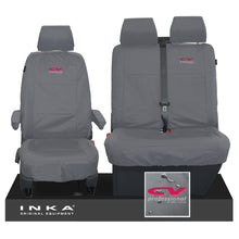 Load image into Gallery viewer, VW Transporter T6.1,T6,T5.1 INKA Front Set 1+2 Tailored Waterproof Seat Covers Grey - CV Professional Embroidery