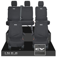 Load image into Gallery viewer, VW Transporter T6.1, T6, T5.1 Front 1+1 & Rear 2+1 Tailored Waterproof Seat Covers Black MY-10-24