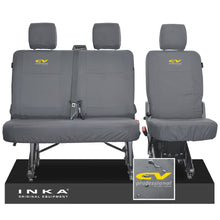 Load image into Gallery viewer, VW Transporter T6.1, T6 INKA Rear Set 2+1 Tailored Waterproof Seat Covers Grey - CV Professional Embroidery