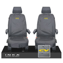 Load image into Gallery viewer, VW Transporter Shuttle T6.1, T6 Front 1+1 Tailored Waterproof Seat Covers Grey MY-15-23 - Plain (inferred) Embroidery