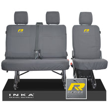 Load image into Gallery viewer, VW Transporter T6.1, T6 INKA Rear Set 2+1 Tailored Waterproof Seat Covers Grey - R-Series Embroidery