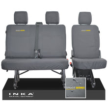 Load image into Gallery viewer, VW Transporter T6.1, T6 INKA Rear Set 2+1 Tailored Waterproof Seat Covers Grey - Sport-Series Embroidery