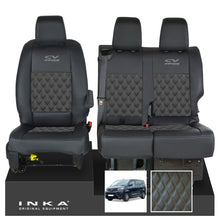 Load image into Gallery viewer, Toyota Proace INKA Front 1+2 Bentley Diamond Quilt Leatherette Tailored Seat Covers Black MY16 To Present - CV Professional Embroidery