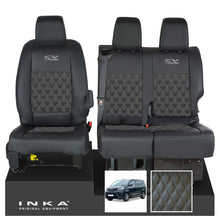 Load image into Gallery viewer, Toyota Proace INKA Front 1+2 Bentley Diamond Quilt Leatherette Tailored Seat Covers Black MY16 To Present - CV Racing Embroidery