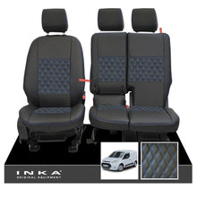 Load image into Gallery viewer, Ford Transit Connect Front 1+2 INKA Bentley Leatherette Tailored Seat Covers Black MY13-24