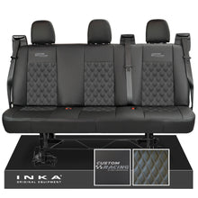Load image into Gallery viewer, Ford Transit Custom INKA Custom Racing Rear Triple Tailored Leatherette Bentley Diamond Quilt Seat Covers Black MY12-25