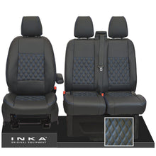 Load image into Gallery viewer, Ford Transit Custom INKA Bentley Diamond Quilt Front 1+2 Leatherette Tailored Seat Covers Black MY-12-23