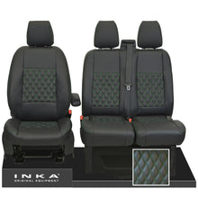 Load image into Gallery viewer, Ford Transit Custom INKA Bentley Diamond Quilt Front 1+2 Leatherette Tailored Seat Covers Black MY-12-23