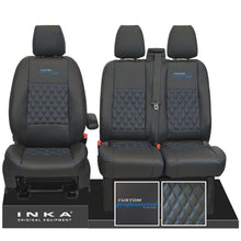Load image into Gallery viewer, Ford Transit Custom INKA Front Tailored Seat Covers Black Bentley Diamond Quilt MY 2012-23 ( 7 COLORS ) - Custom Professional