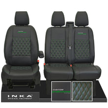 Load image into Gallery viewer, Ford Transit Custom INKA Front Tailored Seat Covers Black Bentley Diamond Quilt MY 2012-23 ( 7 COLORS ) - Custom Professional
