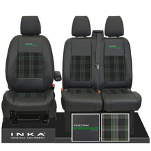Load image into Gallery viewer, Ford Transit Custom INKA Professional Front 1+2 Tartan Leatherette Tailored Seat Covers Black MY-12-23 (Choice of 7 Colours)